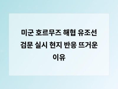 미군 유조선 검문 이란과의 갈등에 새로운 불씨 될까